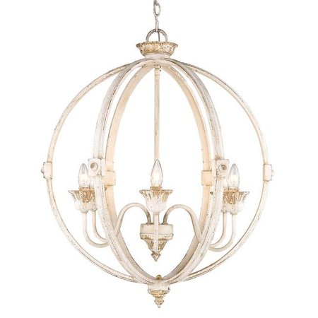 GOLDEN LIGHTING Golden Lighting 0892-6 AI 26 in. Jules 6 Lights Antique Ivory Chandelier Ceiling Light - White 0892-6 AI